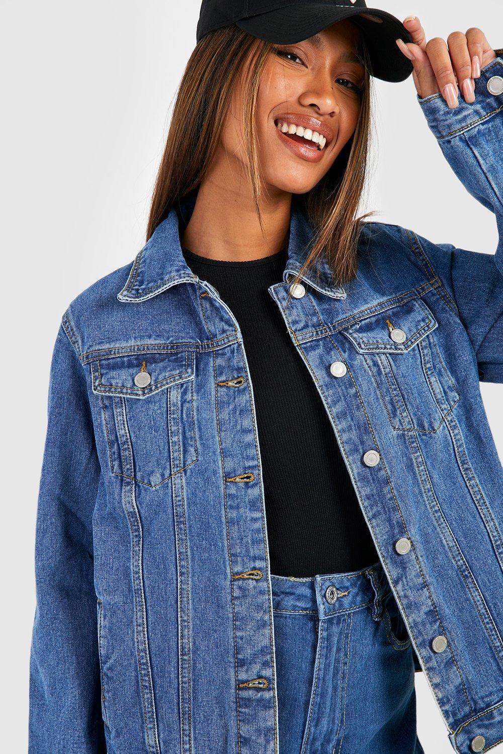 Jean jacket sale hoodie women's